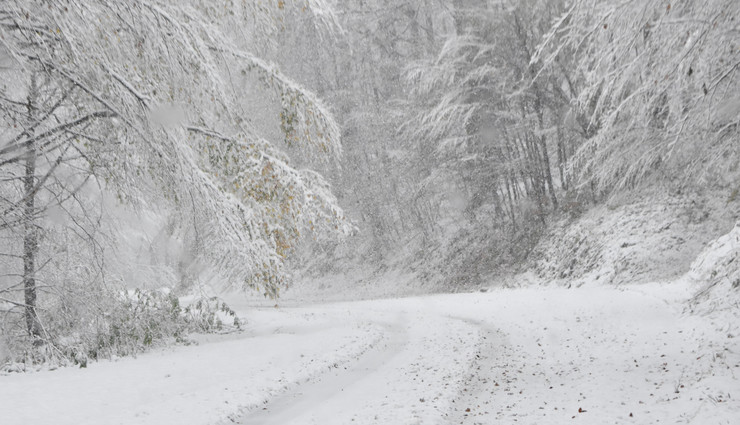 Интензивни врнежи од снег на патот Кочани-Делчево-Берово