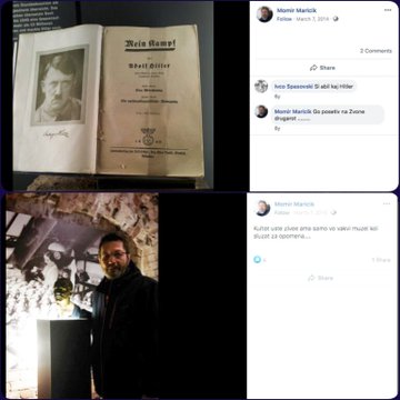 Таткото на Бојан Маричиќ сликан гордо со статуа на Хитлер и книгата „Мојата борба“