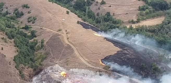 Голем пожар избувна над село Лески во близина на Виница