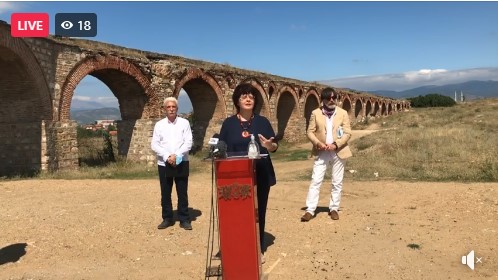 Во живо: Прес-конференција на министерката за култура Ирена Стефоска по повод почнување на конзерваторски работи на скопскиот Аквадукт