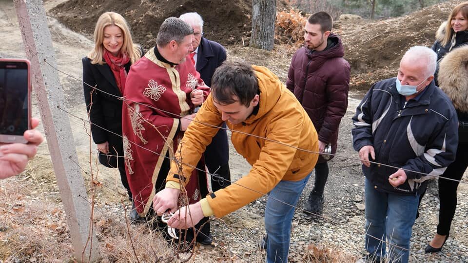 Градоначалничката Арсовска на закројување лозје во Кучково