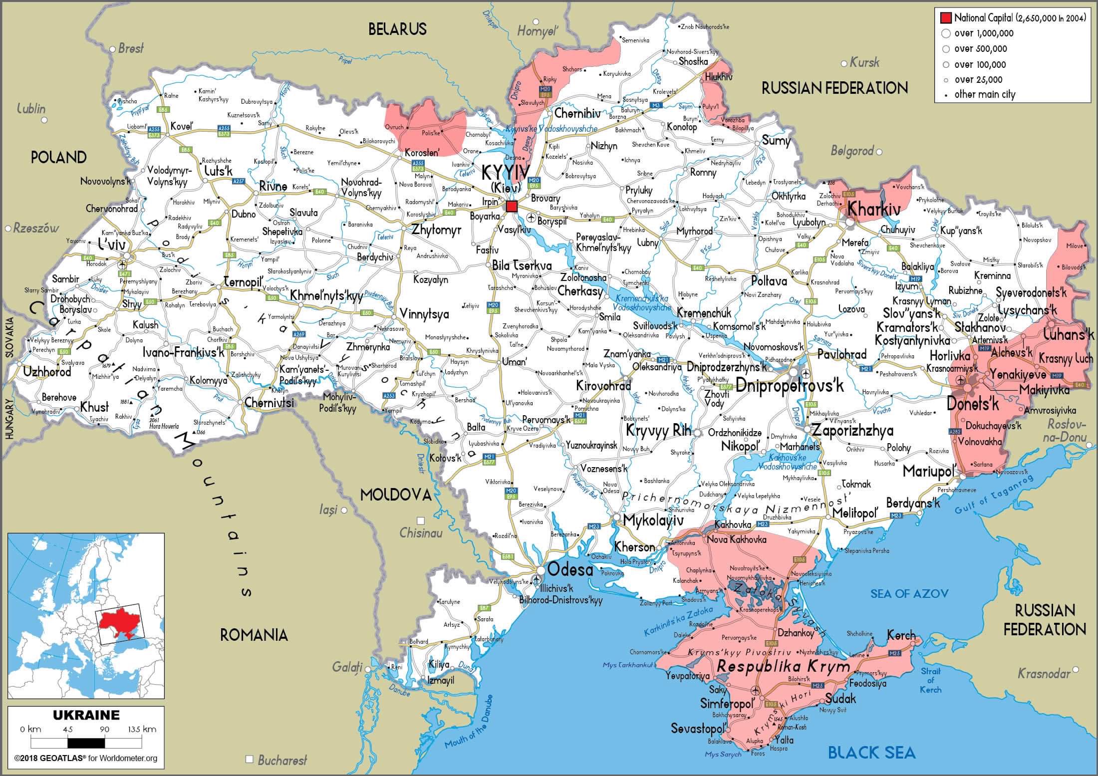 Мапа од украинската територија што ја освои Путин досега - Република