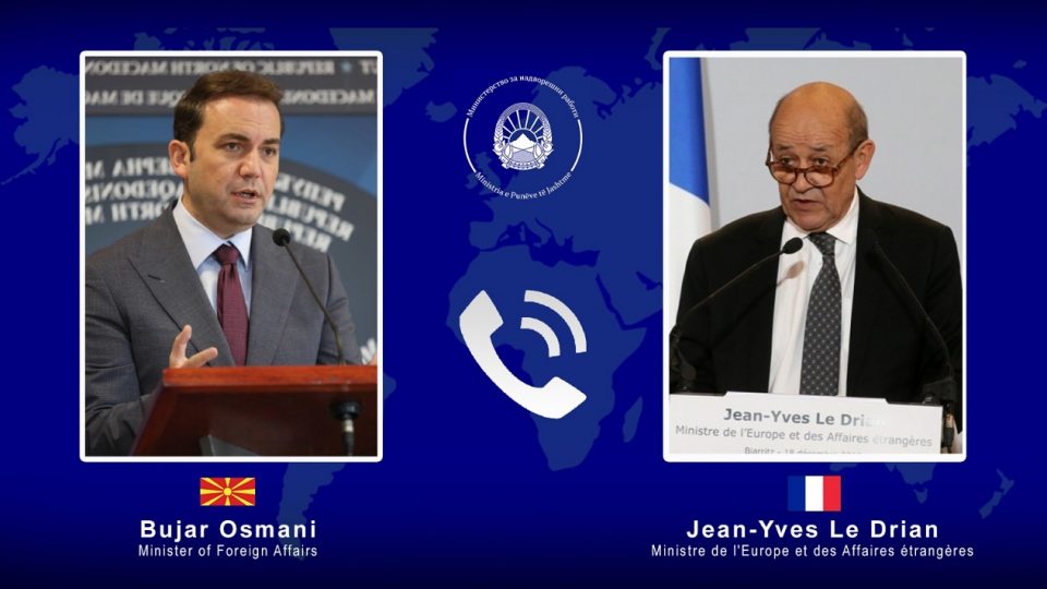 Телефонски разговор Османи – Ле Дриан: Јасни и недвосмислени пораки за поддршка од страна на Франција за подготвеност за почеток на преговорите