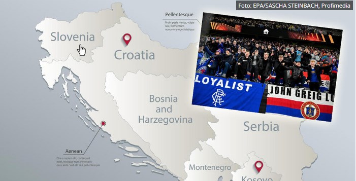 Навивачи на Глазгов Ренџерс „Гугл мапс“ ги однел во Косово наместо во Белград