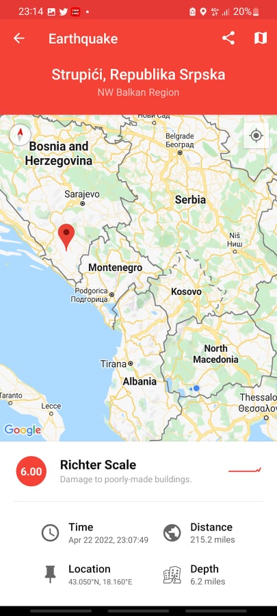 Повеќе од 30 земјотреси во текот на ноќта во Босна и Херцеговина
