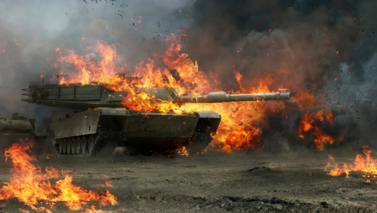 Снимка од првите линии на фронтот: Три украински тенкови исчезнаа во облак од чад и пламен