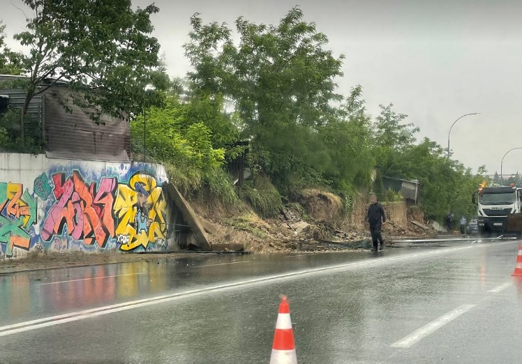 Од дождот падна потпорен ѕид во Пинтија