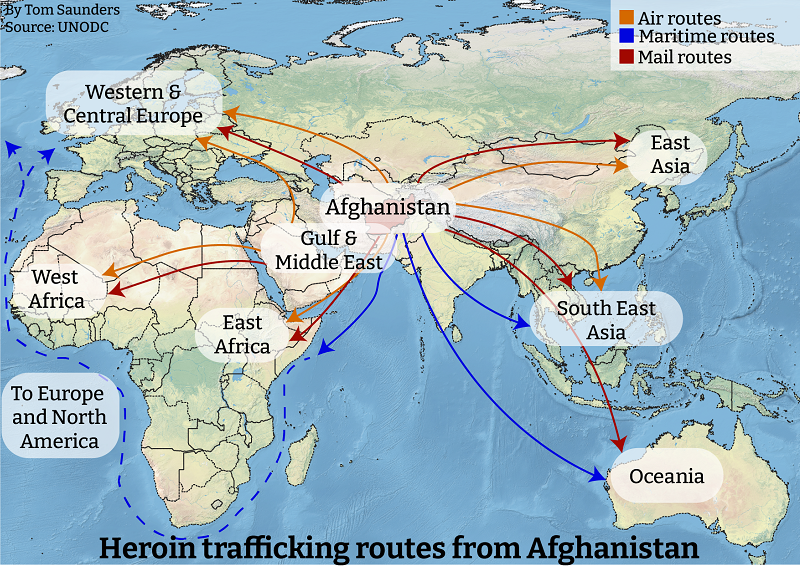 Војната во Украина го пресече каналот за шверцување хероин од Авганистан