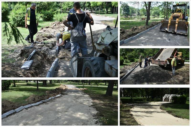 Се реконструираат пешачките патеки меѓу малите езерца во Градскиот парк