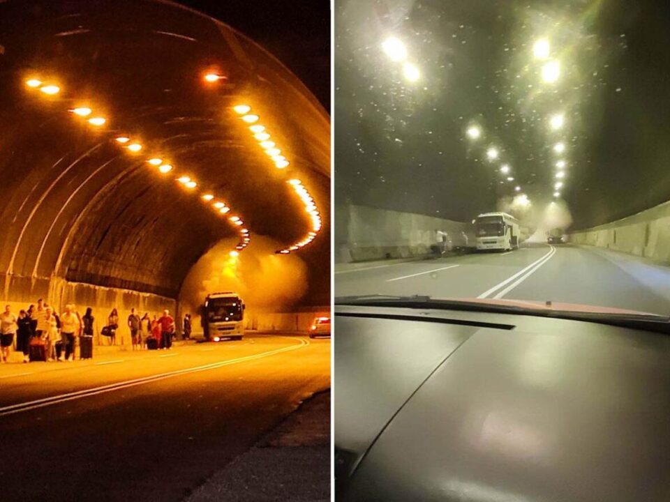 Во тунел се запали автобус полн со патници на пат кон Црна Гора