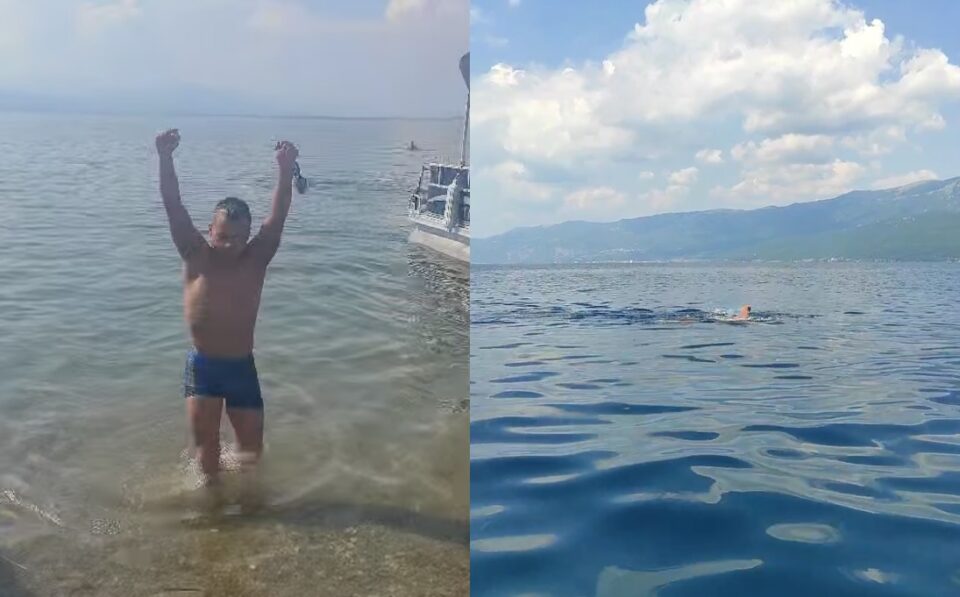 Марко Пејчиновски го заврши четврто препливување за ова лето на релација Струга – Св. Наум