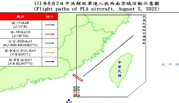 Кинески воени авиони влегоа во воздушниот простор на Тајван, Кина планира целосна блокада на островот