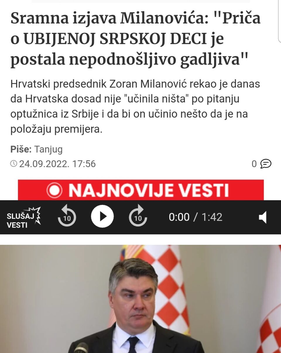 Брнабиќ му одговори на Милановиќ за изјавата дека му се гади од „убиството на децата“