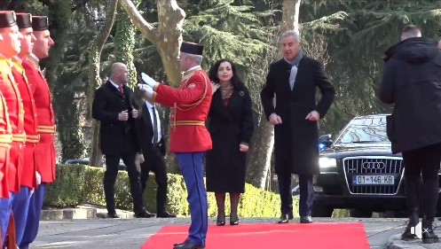 Ѓукановиќ со највисоки државни почести ја пречека претседателката на Косово, Вјоса Османи