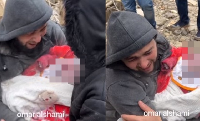 Скршен од болка: Татко си го гушка и бакнува мртвото бебе штотуку извадено од урнатините