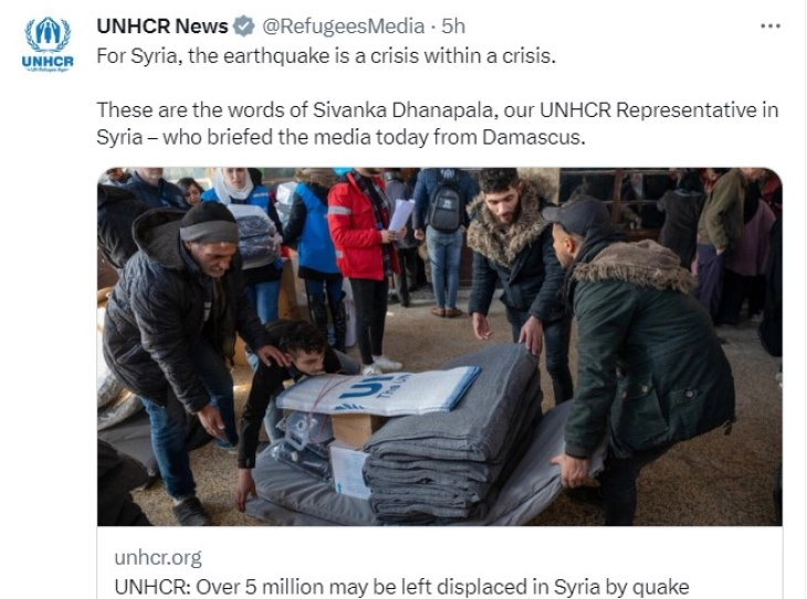 ОН: До 5,3 милиони луѓе во Сирија можеби останаа без покрив над главата