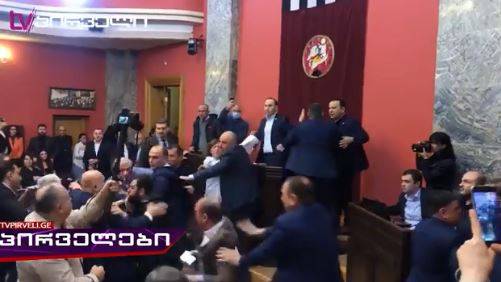 Жестока тепачка во грузискиот парламент
