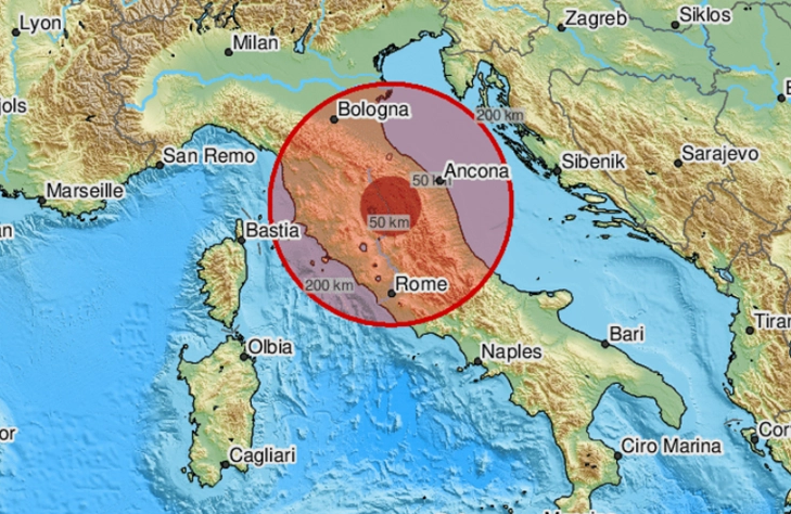Земјотрес во централна Италија со јачина од 4,6 степени според Рихтер