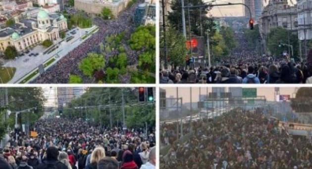 Српската опозиција фотошопирала слики од протестот за да изгледа дека се повеќе