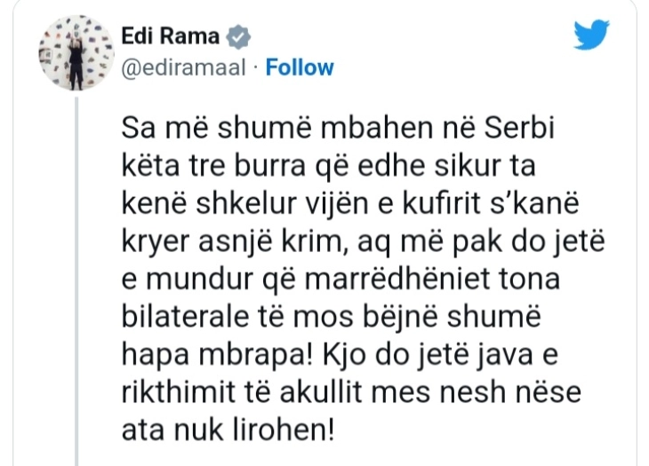 Рама до Вучиќ и Курти: Мразот ќе се врати ако не се ослободат полицајците! Албине, излези од лушпата на самоизолација