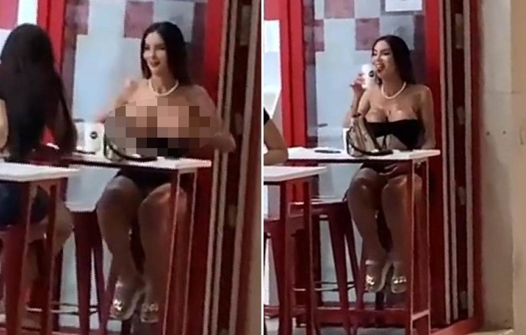 Девојка среде ресторан во Сплит ги покажа голите гради (+18)