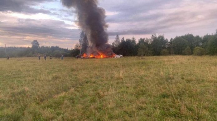Се појавија снимки од урнатиот на авион во кој загина Пригожин