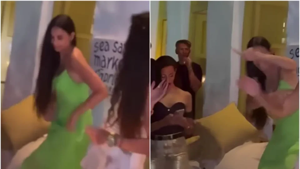 Деми Мур се журка на Миконос: Качена на клупа танцува со другарките