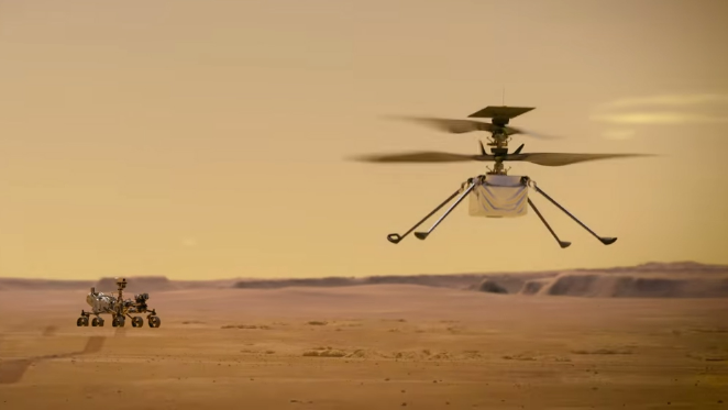 НАСА објави снимка од слетување на хеликоптерот „Генијалност“ на Марс