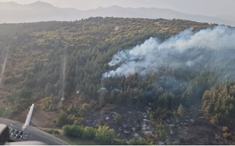 Полициски хеликоптер исфрлил над 45 тони вода во обидите за гасење на пожар во Брвеница