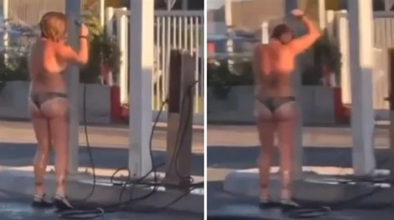 Облечена во бикини се истушира на бензиска во Хрватска