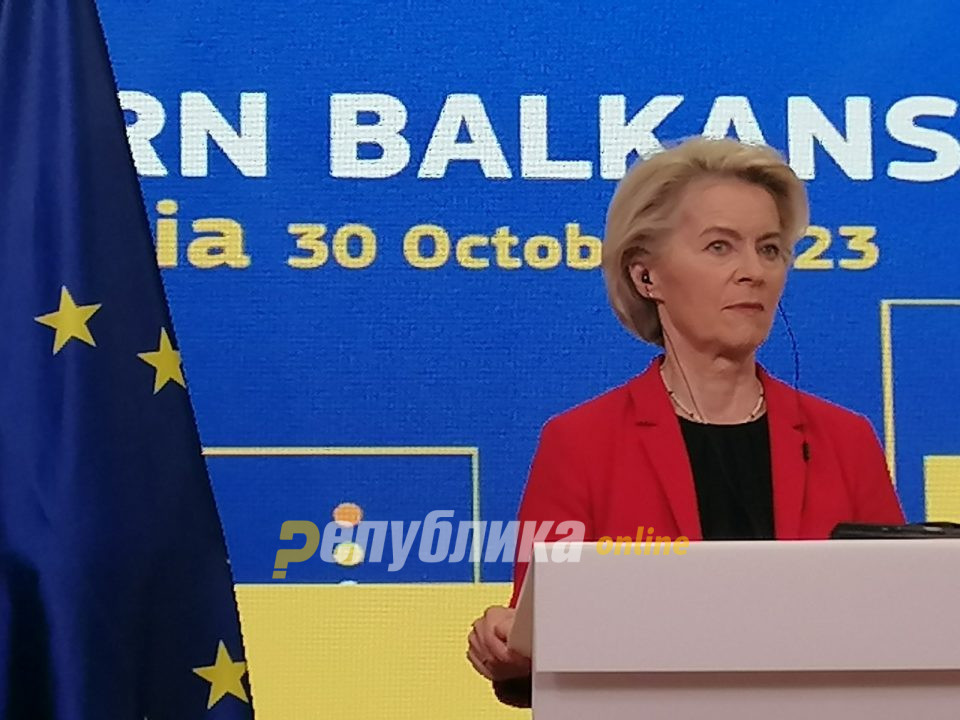 Фон дер Лајен: ЕУ ја потврдува посветеноста на иднина во која сите шест земји од Западниот Балкан ќе бидат нејзини членки