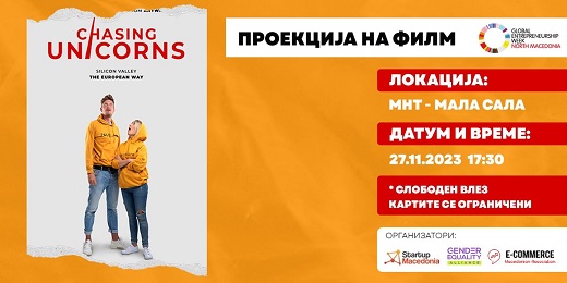 Премиерно прикажување на филмот „Chasing Unicorns“ во малата сала во МНТ