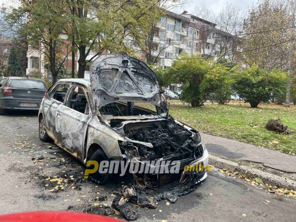 Синоќа на улицата „Јуриј Гагарин“ изгорело возило