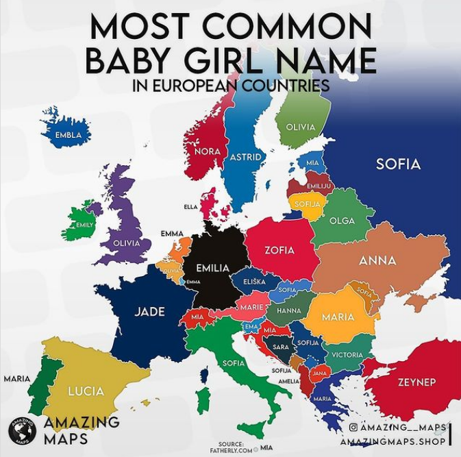Кои се најчестите имиња на девојчиња во Европа, во Македонија е Јана