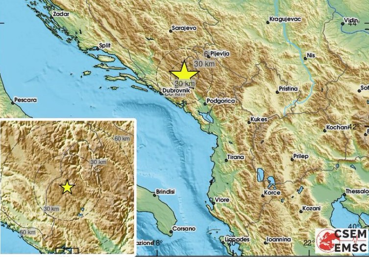 Земјотрес од 5,3 степени по Рихтер ја погоди Црна Гора, почувствуван и во Македонија