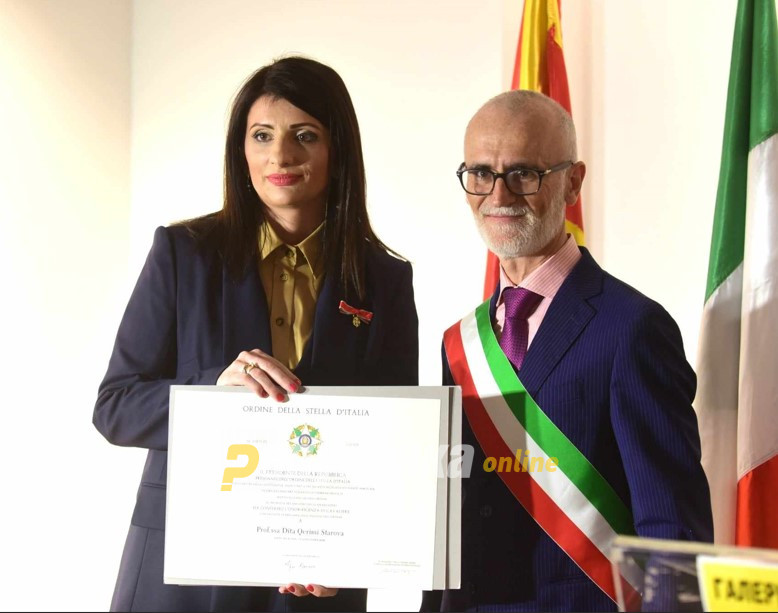 Дита Старова – Ќерими, директорка на Националната галерија, одликувана со орден „Витез на Редот Ѕвезда на Италија”, што го доделува Претседателот на Италија
