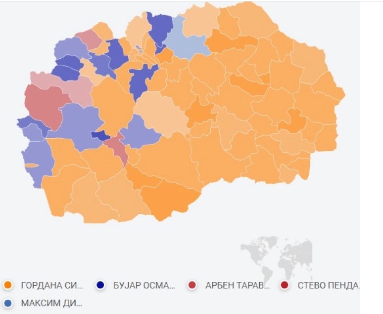 Силјановска Давкова победи во 60 општини, Пендаровски во три, Османи во 15, Таравари и Димитриевски во по една