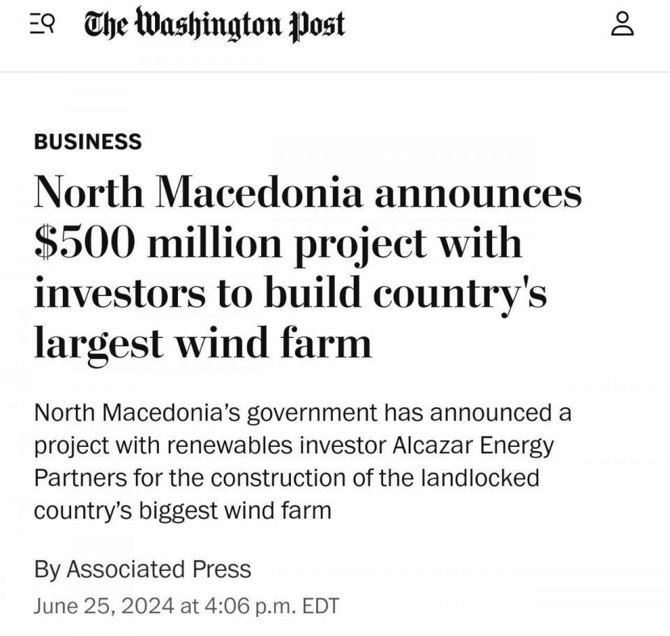 „Вашингтон пост“ објави за изградбата на најголемата ветроелектрана во Македонија од 500 милиони долари
