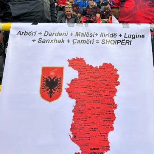 Oхрид во состав на „Голема Албанија“ кај албанските навивачи во Германија
