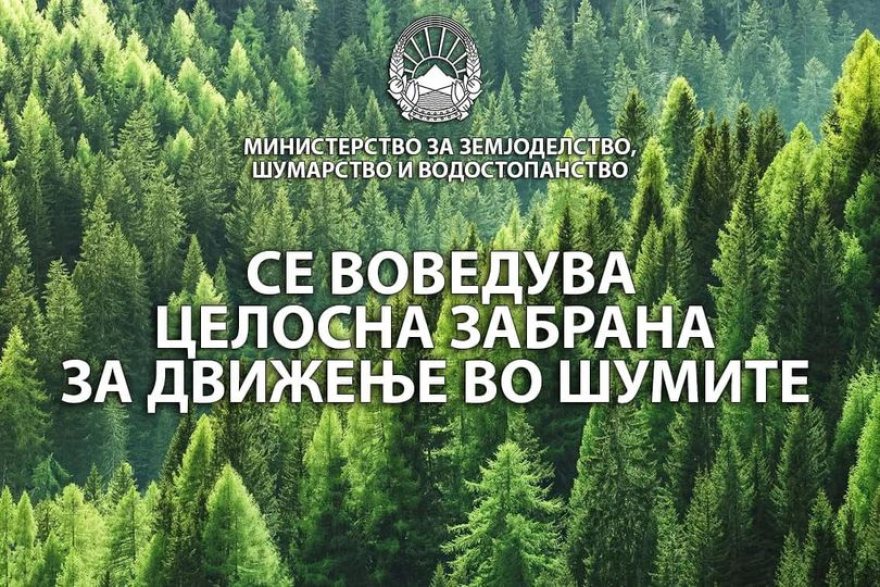 Од денеска целосна забрана за движење во шуми: Високи казни за непочитувачите на законот